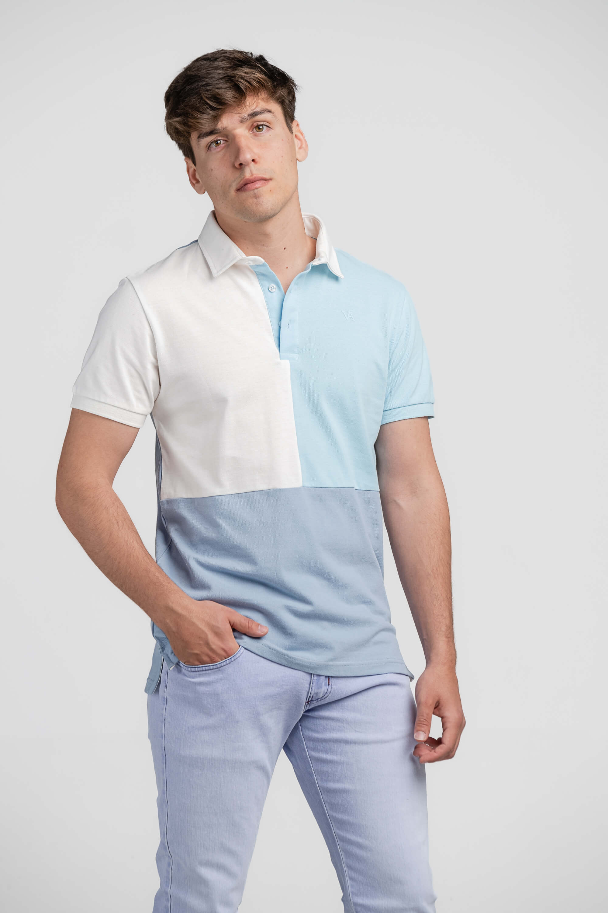 POLO TRICOLOR AZUL