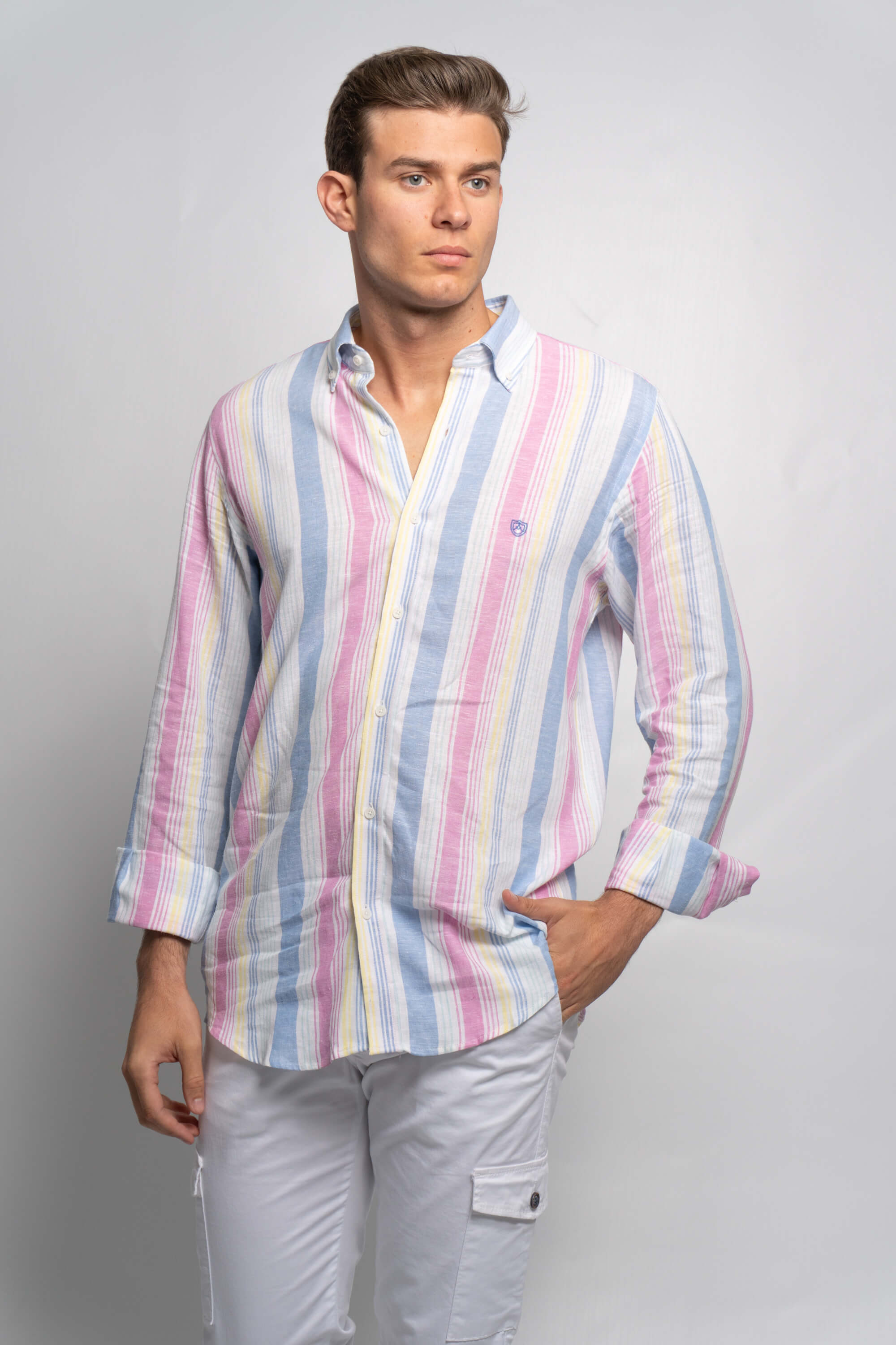 CAMISA LINO RAYAS VERTICAL