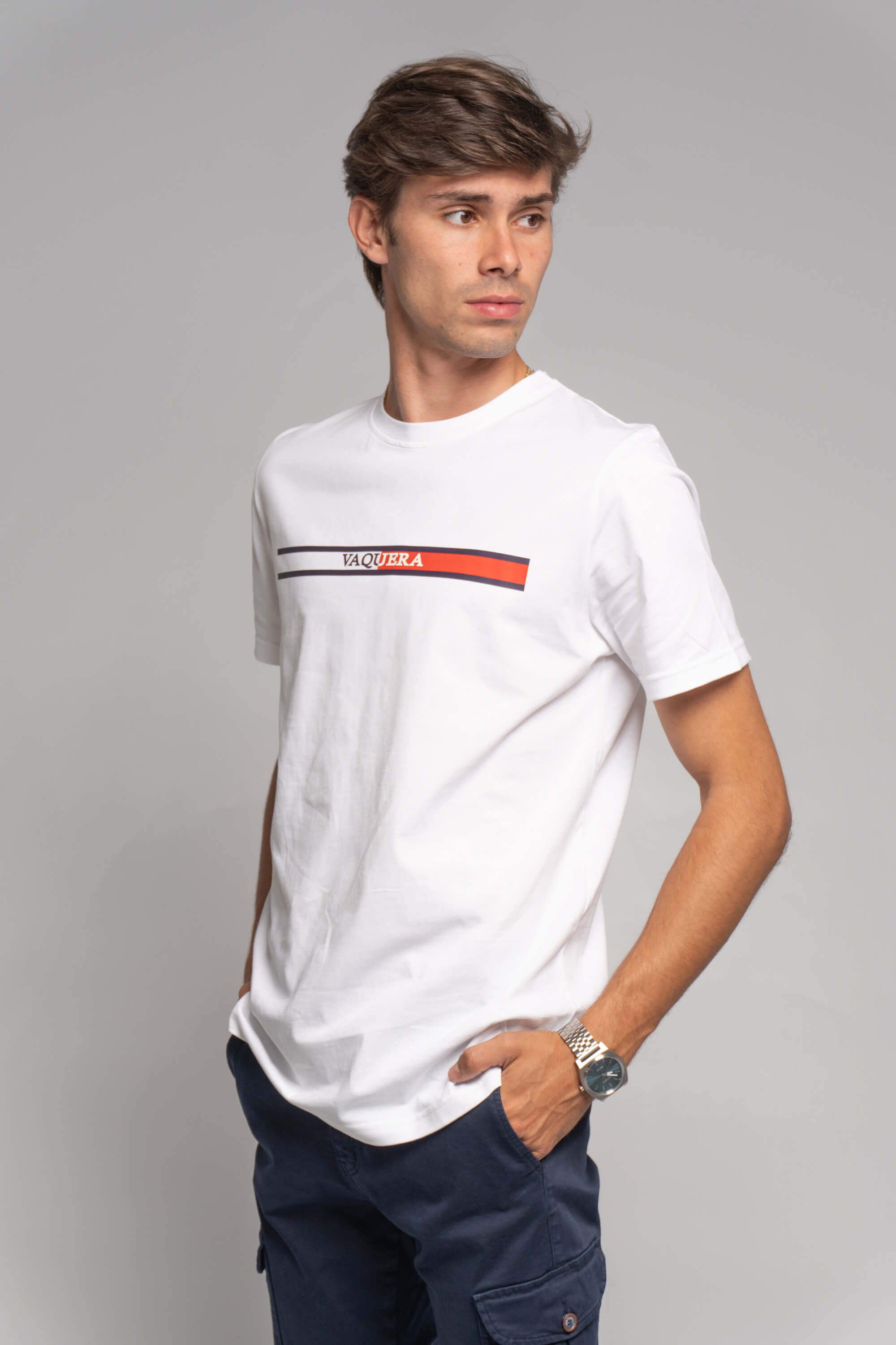 CAMISETA LINEAS VAQUERA BLANCA