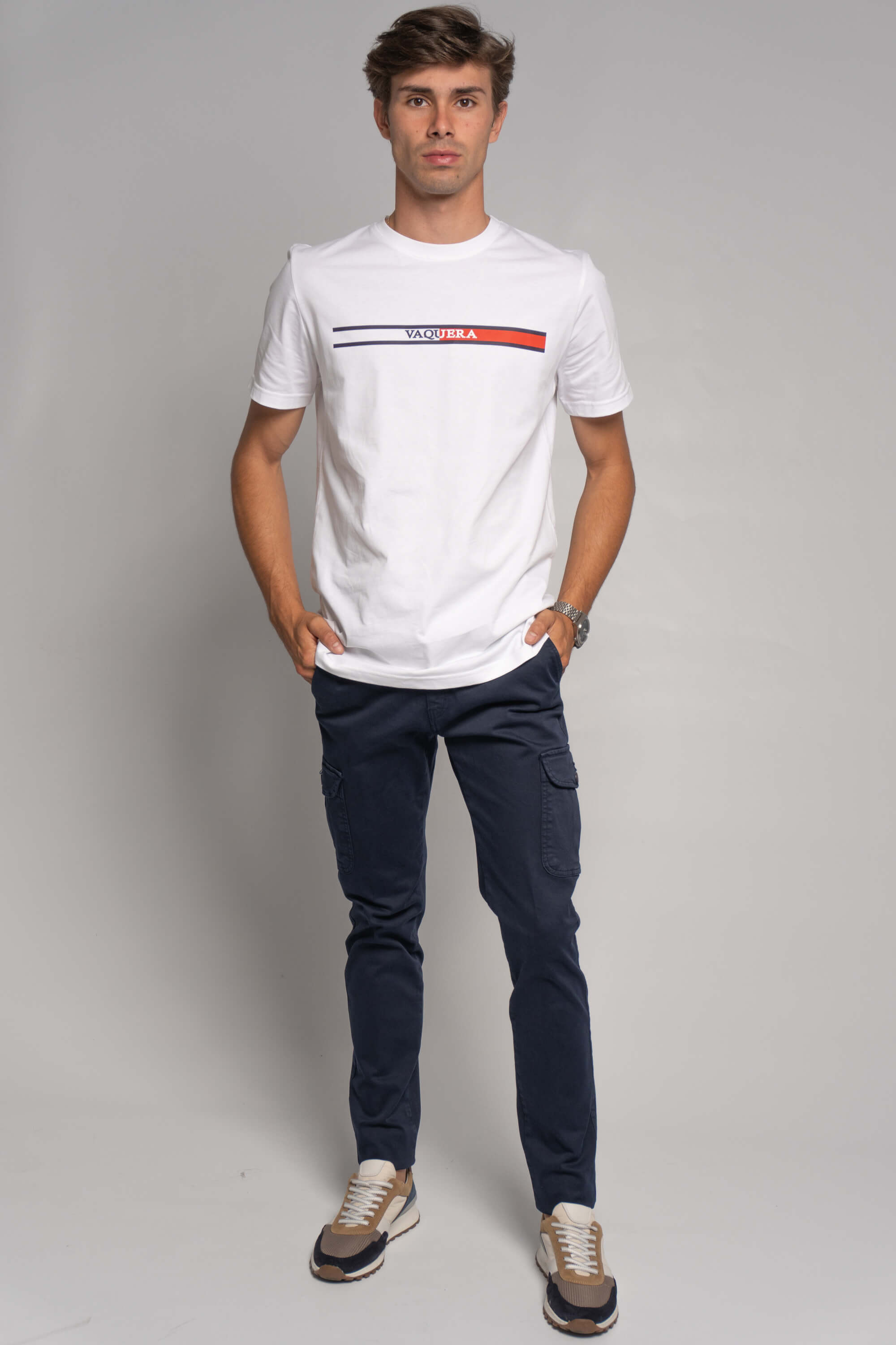 CAMISETA LINEAS VAQUERA BLANCA