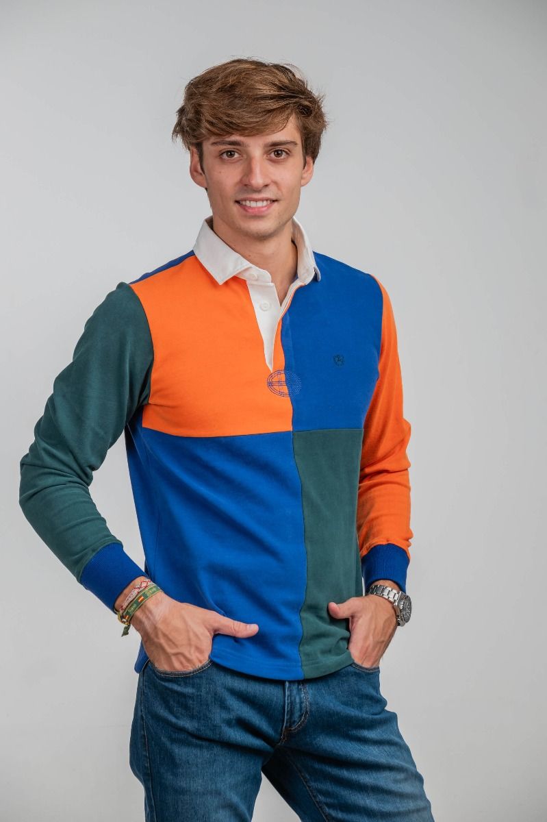 POLO RUGBY PATCHWORK NARANJA